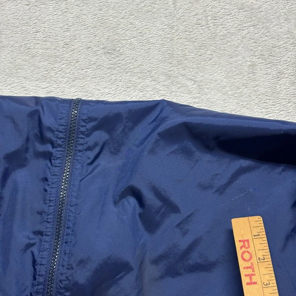 VTG Adidas Mens XL Navy Blue Windbreaker Full Zip Mesh Lined Jacket 3 Stripe Y2K